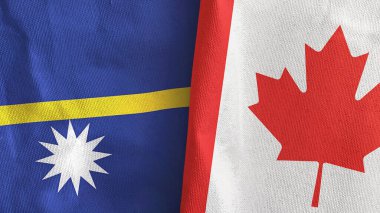 Kanada ve Nauru iki bayrak tekstil kumaşı 3D görüntüleme