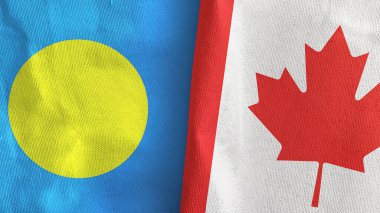 Kanada ve Palau iki bayraklı tekstil kumaşı 3D