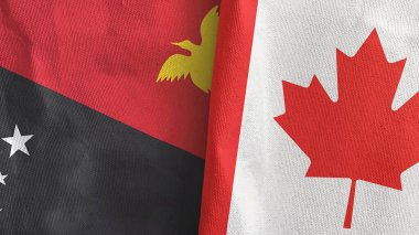 Kanada ve Papua Yeni Gine 2 bayraklı tekstil kumaşı 3D