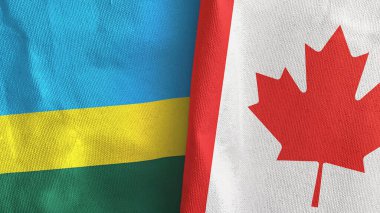 Kanada ve Ruanda iki bayraklı tekstil kumaşı 3D