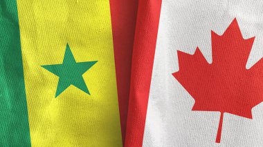 Kanada ve Senegal iki bayrak tekstil kumaşı 3D