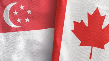 Kanada ve Singapur 'da iki bayraklı tekstil kumaşı 3D.