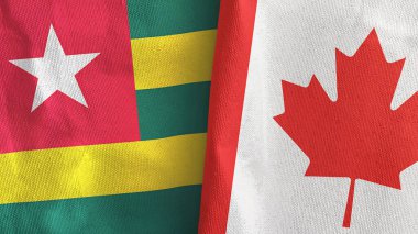 Kanada ve Togo iki bayrak tekstil kumaşı 3D görüntüleme