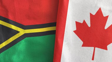 Kanada ve Vanuatu iki bayraklı tekstil kumaşı 3D