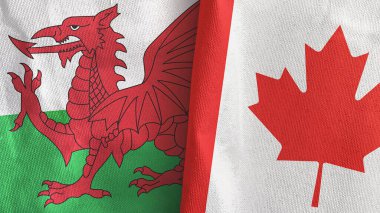 Kanada ve Galler iki bayraklı tekstil kumaşı 3D