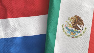 Meksika ve Hollanda iki bayraklı tekstil kumaşı 3D