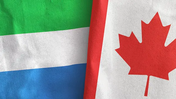 Canada en Sierra Leone twee vlaggen textiel doek 3D rendering — Stockfoto