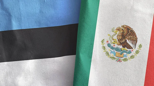 México y Estonia dos banderas de tela textil 3D renderizado — Foto de Stock