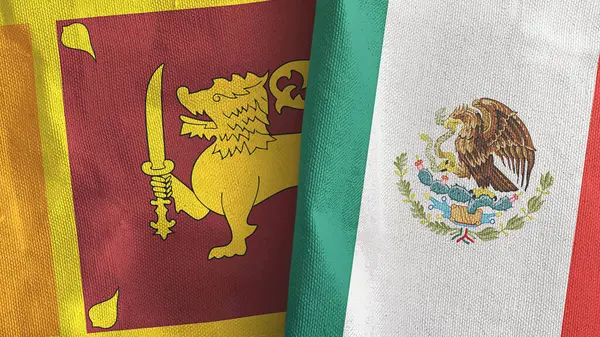 México y Sri Lanka dos banderas de tela textil 3D renderizado — Foto de Stock