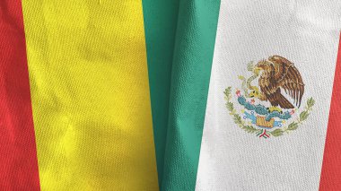Meksika ve Gine iki bayraklı tekstil kumaşı 3D