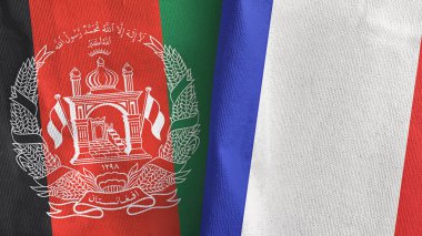 Fransa ve Afganistan 'da iki bayraklı tekstil kumaşı 3D