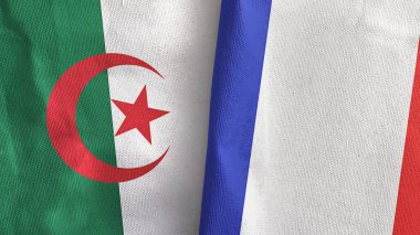Fransa ve Cezayir 'de iki bayraklı tekstil kumaşı 3D