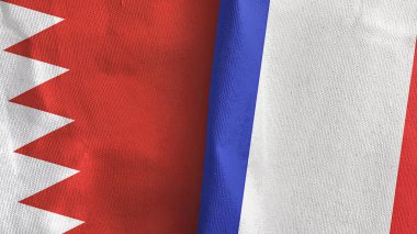Fransa ve Bahreyn iki bayraklı tekstil kumaşı 3D