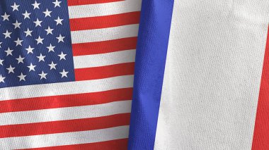 Fransa ve ABD 'de iki bayraklı tekstil kumaşı 3D