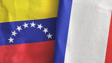 Fransa ve Venezuela iki bayrak tekstil kumaşı 3D