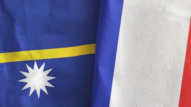 Fransa ve Nauru 'nun iki bayrağı tekstil kumaşı 3D.