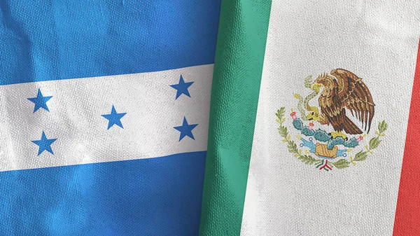 México y Honduras dos banderas de tela textil 3D renderizado — Foto de Stock