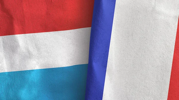 Francia e Lussemburgo due bandiere tessuto 3D rendering — Foto Stock