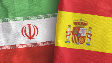 İspanya ve İran 'da iki bayraklı tekstil kumaşı 3D