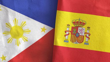 İspanya ve Filipinler iki bayraklı tekstil kumaşı 3D