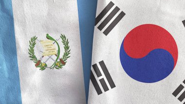 Güney Kore ve Guatemala iki bayraklı tekstil kumaşı.