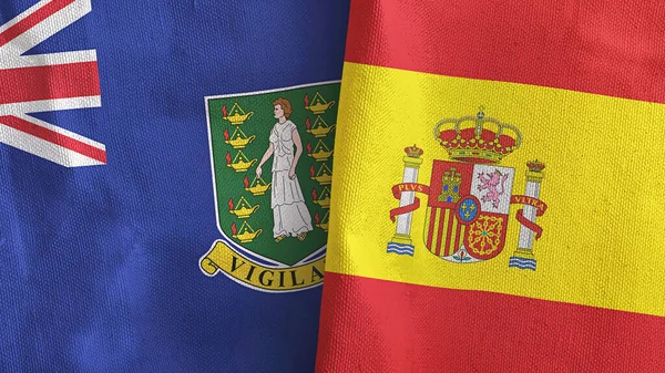 Spain and Virgin Islands British two flags textile cloth 3D rendering — Stock Photo, Image