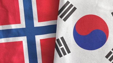 Güney Kore ve Norveç 'te iki bayraklı kumaş 3D.