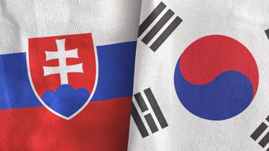 Güney Kore ve Slovakya 'da iki bayraklı tekstil kumaşı 3D
