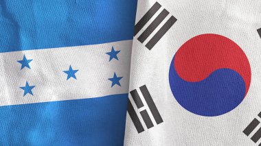 Güney Kore ve Honduras 'ta iki bayraklı tekstil kumaşı 3D.