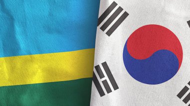 Güney Kore ve Ruanda 'da iki bayraklı kumaş 3D.