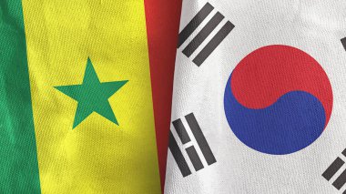 Güney Kore ve Senegal iki bayraklı kumaş.