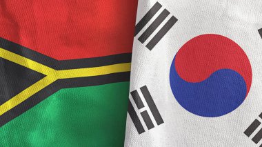 Güney Kore ve Vanuatu iki bayraklı tekstil kumaşı.