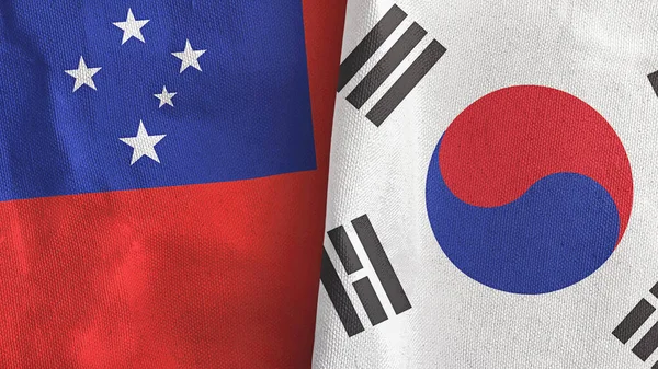 South Korea and Samoa two flags textile cloth 3D rendering — Stock Photo, Image