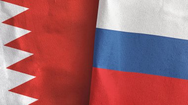 Rusya ve Bahreyn iki bayraklı tekstil kumaşı 3D