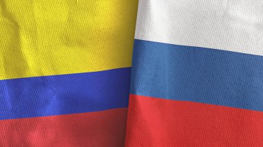 Rusya ve Kolombiya iki bayraklı tekstil kumaşı 3D