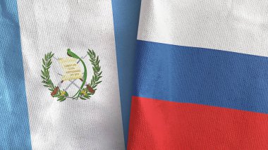 Rusya ve Guatemala iki bayraklı tekstil kumaşı 3D