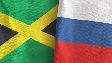 Rusya ve Jamaika iki bayraklı tekstil kumaşı 3D
