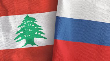 Rusya ve Lübnan 'da iki bayraklı tekstil kumaşı 3D