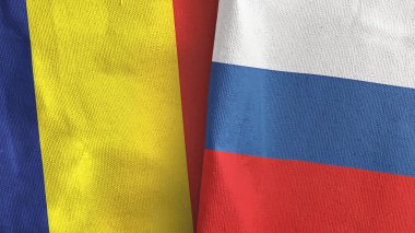 Rusya ve Çad iki bayraklı tekstil kumaşı 3D