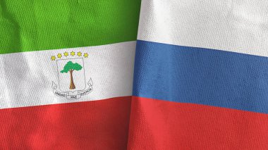 Rusya ve Ekvator Ginesi iki bayrak tekstil kumaşı 3D