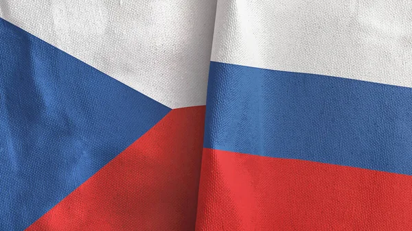 ロシアとチェコ共和国2つのフラグ繊維布3Dレンダリング — ストック写真