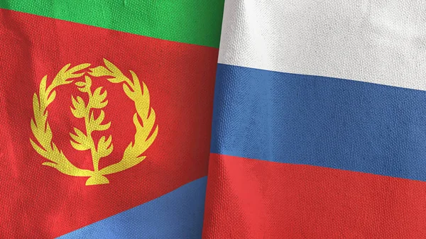 Rusya ve Eritre iki bayraklı tekstil kumaşı 3D