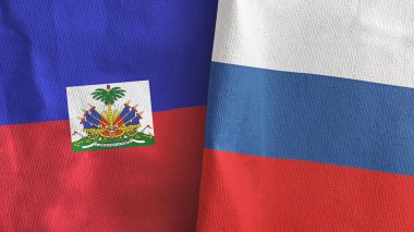 Rusya ve Haiti iki bayraklı tekstil kumaşı 3D