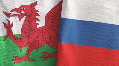 Rusya ve Galler iki bayraklı tekstil kumaşı 3D
