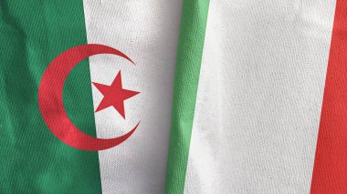 İtalya ve Cezayir 'de iki bayraklı kumaş 3D.