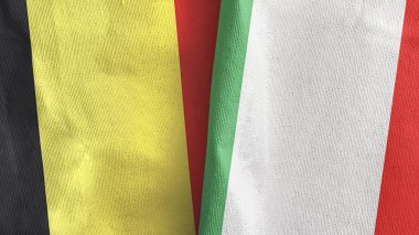 İtalya ve Belçika iki bayraklı tekstil kumaşı 3D