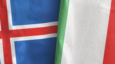 İtalya ve İzlanda 'da iki bayraklı kumaş 3D görüntüleme