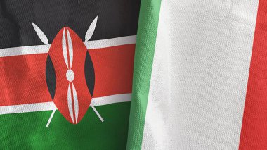 İtalya ve Kenya iki bayraklı tekstil kumaşı 3D