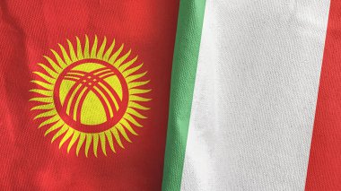İtalya ve Kırgızistan iki bayraklı tekstil kumaşı 3D