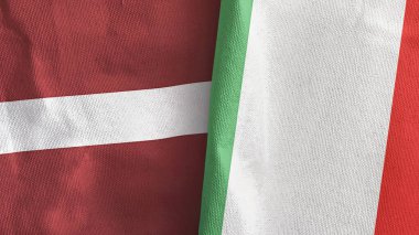 İtalya ve Letonya 'da iki bayraklı kumaş 3D görüntüleme